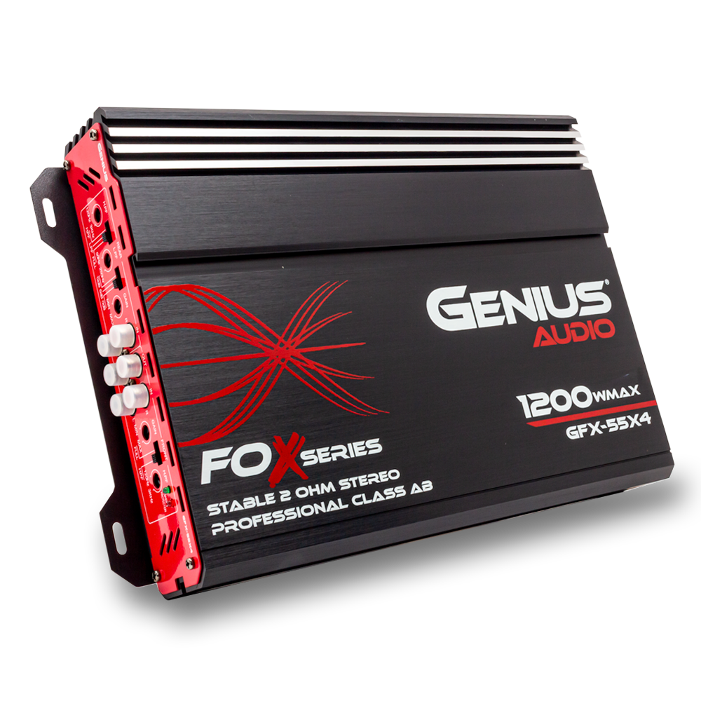 AMPLIFICADOR CLASE A/B SERIE FOX 4 CANALES  1200 W MAX/ 55 WRMS X 4 CH ESTABLE 2 OHM ESTEREO