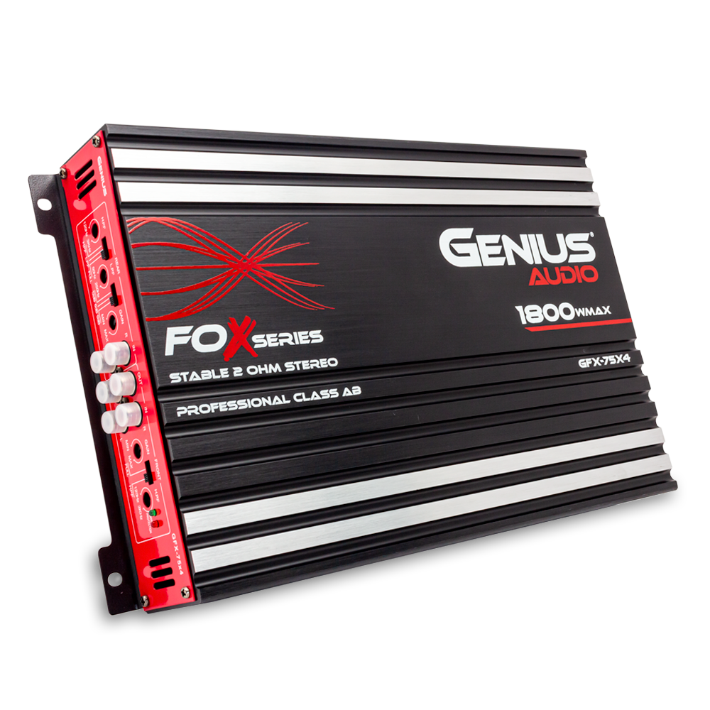 AMPLIFICADOR CLASE A/B SERIE FOX 4 CANALES 1800 W MAX/ 75 WRMS X 4 CH ESTABLE 2 OHM ESTEREO