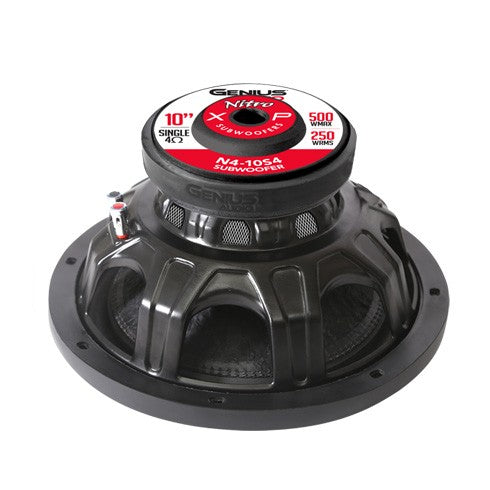 SUBWOOFER 10" SERIE NITRO 500 WMAX / 250 WRMS BOBINA SENCILLA  4 OHM BOBINA DE ALAMBRE REDONDO DE COBRE