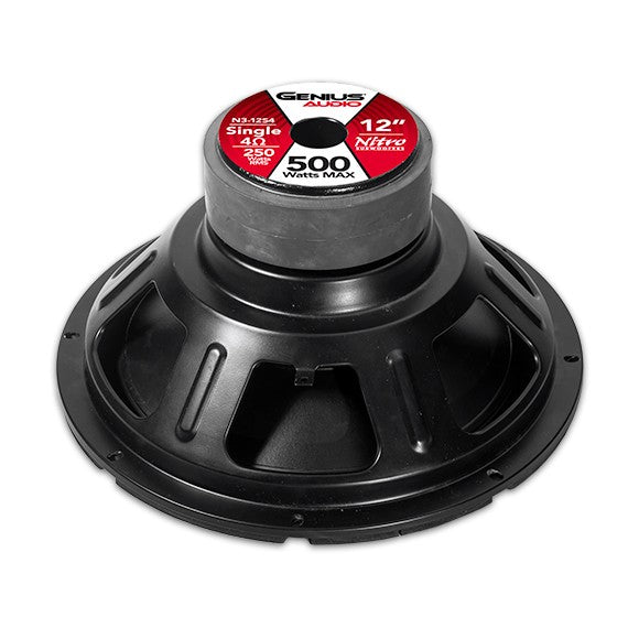 SUBWOOFER SERIE NITRO 12" 500 WMAX/250 WRMS BOBINA SENCILLA 4 OHM BOBINA DE ALAMBRE REDONDO DE COBRE