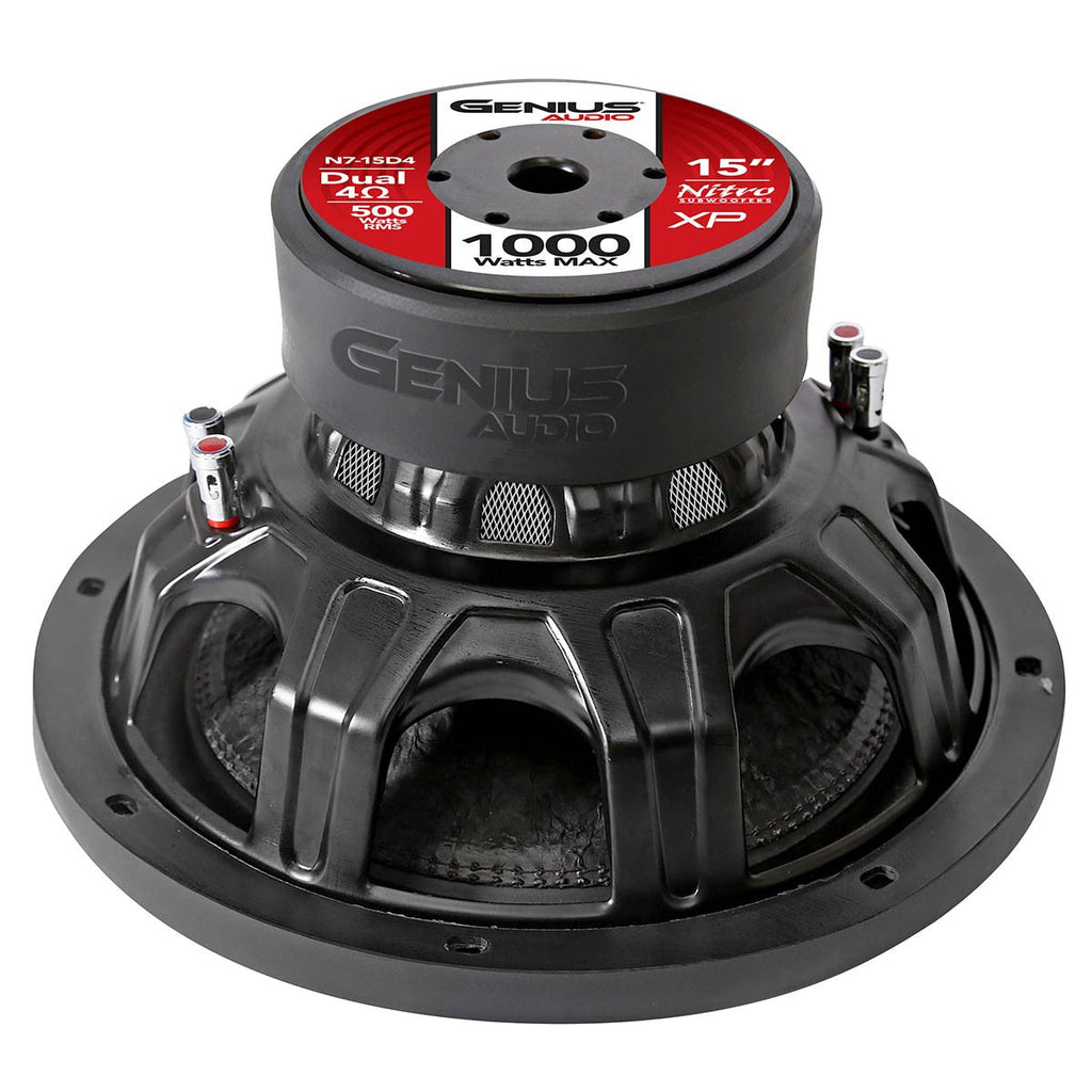 SUBWOOFER 12" SERIE NITRO 1000 WMAX / 500 WRMS DOBLE BOBINA 4 OHM BOBINA DE ALAMBRE REDONDO DE COBRE