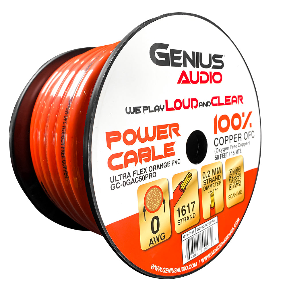 CABLE DE ALIMENTACION 0GA PROFESIONAL 100% COPPER PARA AMPLIFICADOR  DE ALTO RENDIMIENTO 50ft/15 mts