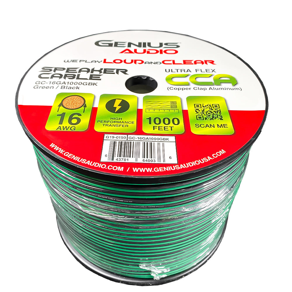 CABLE DE ALTAVOZ ULTRA FLEX 16GA/CCA VERDE/NEGRO 1000FT/300MTS