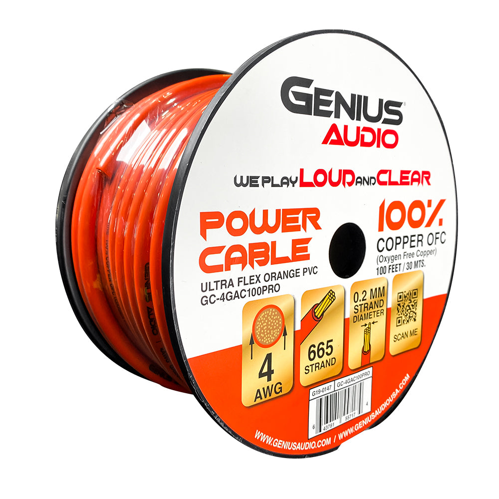 CABLE DE ALIMENTACION 4GA  PROFESIONAL 100% COPPER  PARA AMPLIFICADOR  DE ALTO RENDIMIENTO 100 ft/ 30 mts