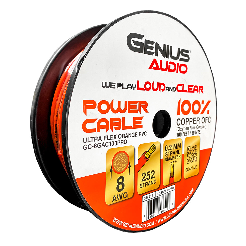 CABLE DE ALIMENTACION 8GA PROFESIONAL 100% COPPER PARA AMPLIFICADOR  DE ALTO RENDIMIENTO 100ft/30 mts