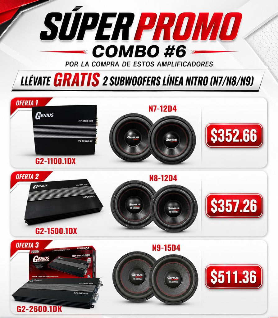 COMBO #6 - Amplificadores Black Frame + 2 Subwoofers Nitro GRATIS!