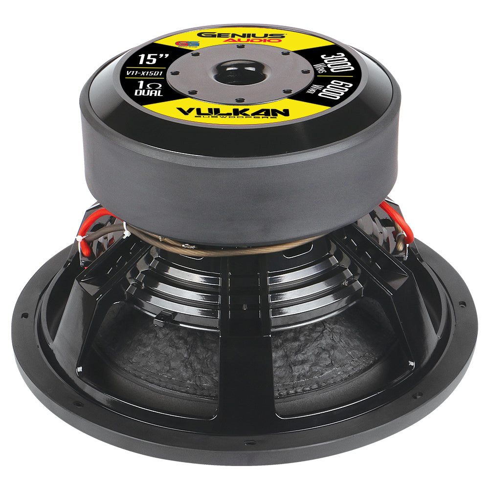 SUBWOOFER 15" SERIE VULKAN 6000 WMAX / 3000 WRMS DOBLE BOBINA 1 OHM BOBINA DE ALAMBRE ALUMINIO PLANO